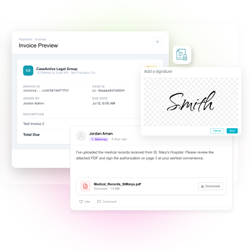 Encrypted CaseActive documents and electronic signature